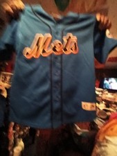 VTG MAJESTIC DAVID WRIGHT 5 N.Y.METS BLUE BOYS-10-12-STITCHED BUTTONED JERSEY