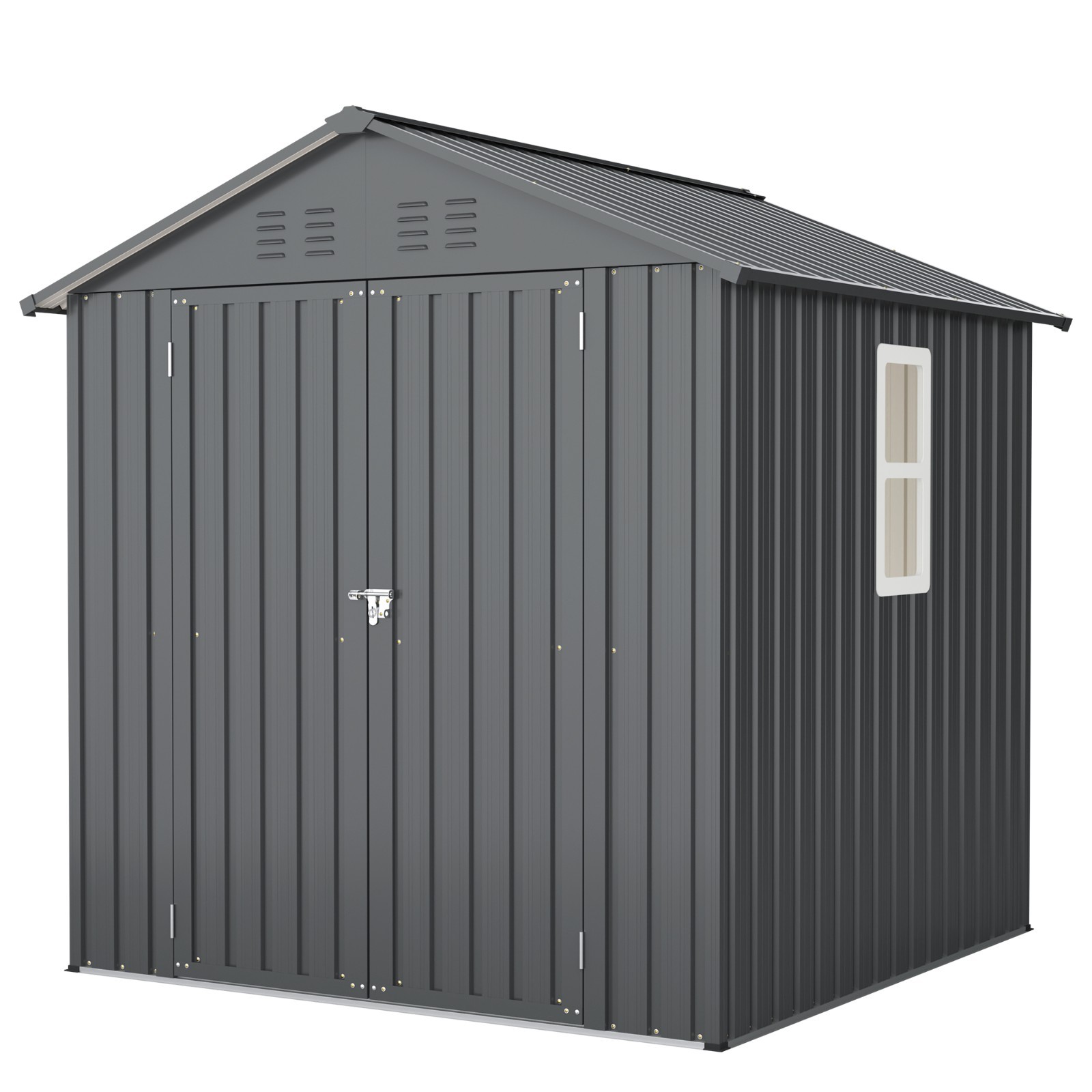 6'x6' Metal Outdoor Storage Shed Heavy Duty Garden Shed w/ Floor Kit & Window