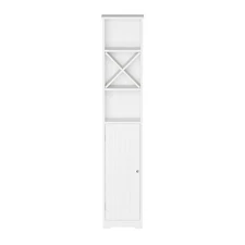 Lavish Home (White) Linen Tower-67-Inch-Tall Bathroom or Laundry Room Storage