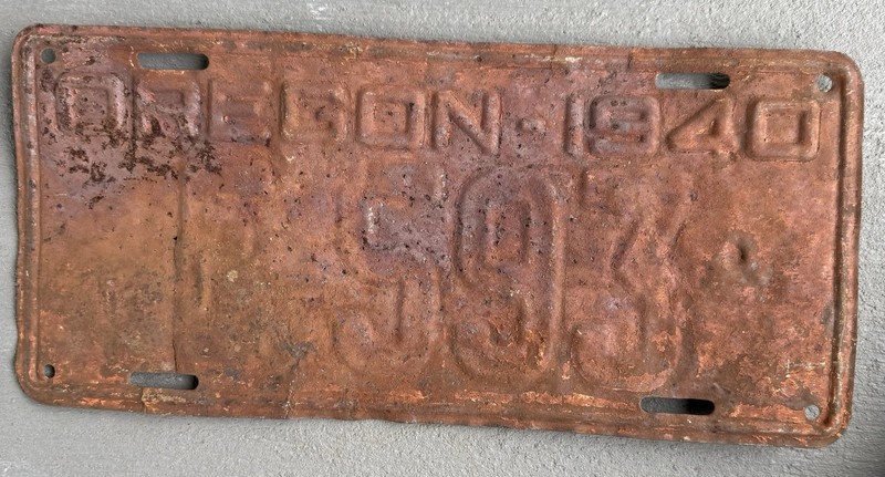 Vintage 40 OR Farm License Plate 1940 Lic Rusty