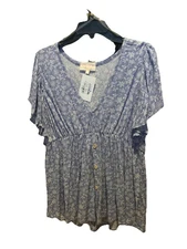 NWT Sugar Fox Kali Rose Blue 1x Blouse