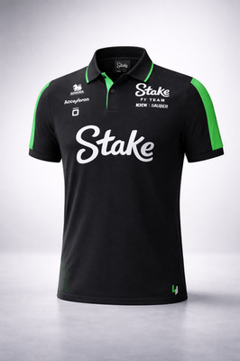 Stake KICK Sauber F1 Polo Shirt 2024 Herren Schwarz Grün Team Formel 1 Offiziell