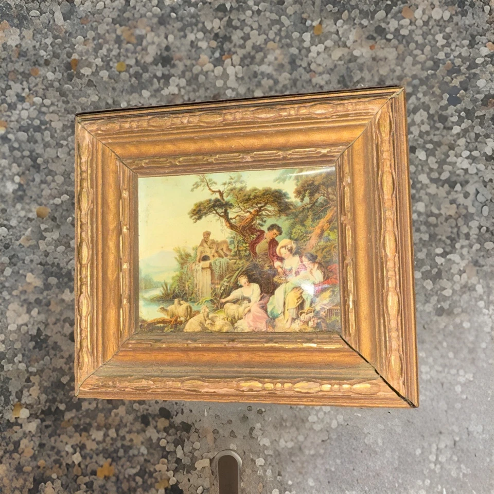 Juego de estampados y marcos de 4x5 de Franquois Boucher Art enmarcado en madera vintage Foto 3 de 4