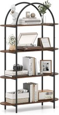 Arched Bookshelf 4-Tier Industrial Open Bookcase with Sturdy Metal Frame