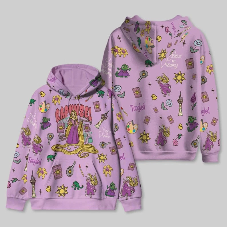 Rapunzel Princess Tangled Fans Coquette Cloudy Hair Princess Hoodie 3D Printed