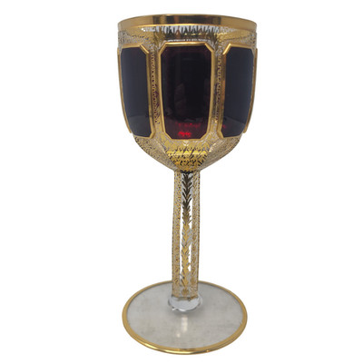 VINTAGE EBC9 Ruby Gold Collection Ebeling & Reuss Water Goblet Wine Glass 7''