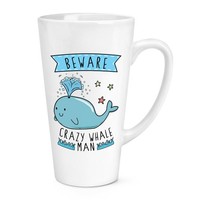 Beware VerrüCkte Wal Mann 483Ml Groß Latte Becher Tasse - Lustig Tiere Groß