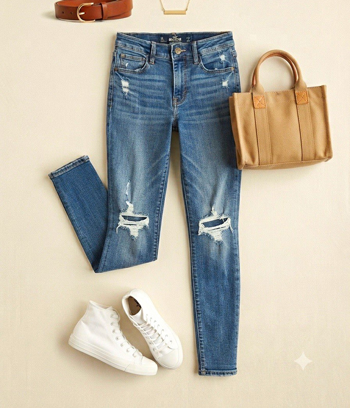 Hollister Ultra High-Rise Super Skinny Jeans | Distressed Medium Wash | Size 3R