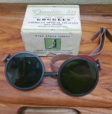 New Vtg American Optical Duralite 50 safety/Motorcycle Goggles Steampunk W/ Box