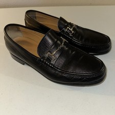 Bruno Magli Horse Bit Loafers Shoes Size 10 M Black Napa Leather