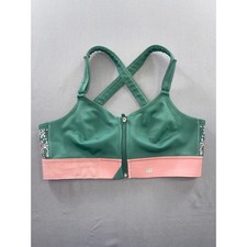 Shefit Luxe Sports Bra Green Pink Floral Zip Front Adjustable High Impact Luxe