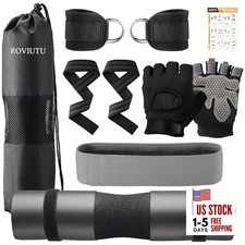 Barbell Pad Set,10 Pcs Barbell Pads for Hip Thrust Squat  Medium-Glove Black