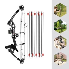 Compound Bow Kit with 12 Arrows Right Hand Archery Hunting Set Black 30-55lbs