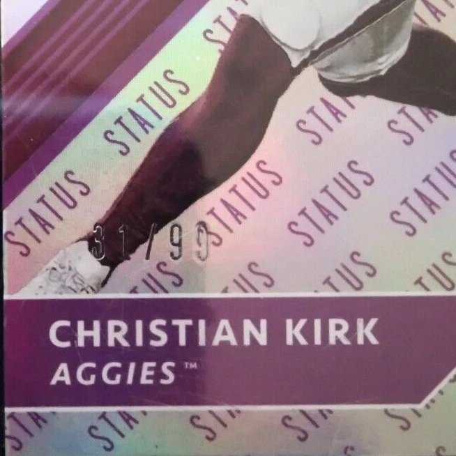 (3) 2018 Panini Elite Christian Kirk Draft Picks Status "V" Orange, Red & Purple - Image 3 of 4