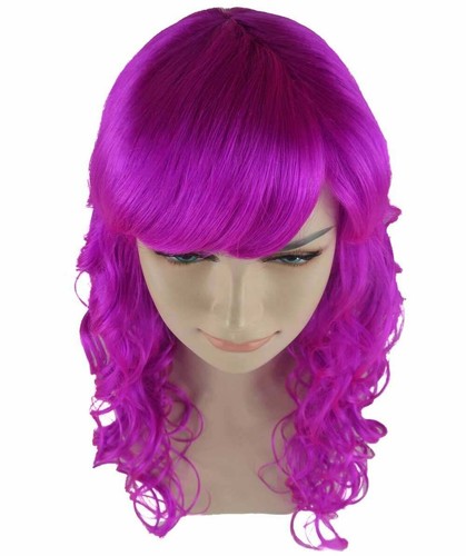 Women Long Curly Glamour Party Event Cosplay Neon Purple Wig HW-659 (Adult) - Picture 7 of 9