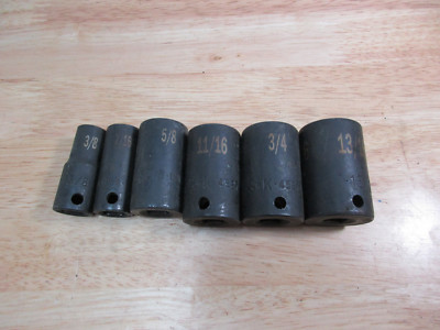 SK Hand Tools 3/8'' Drive 6 Point Medium Depth SAE Impact Sockets