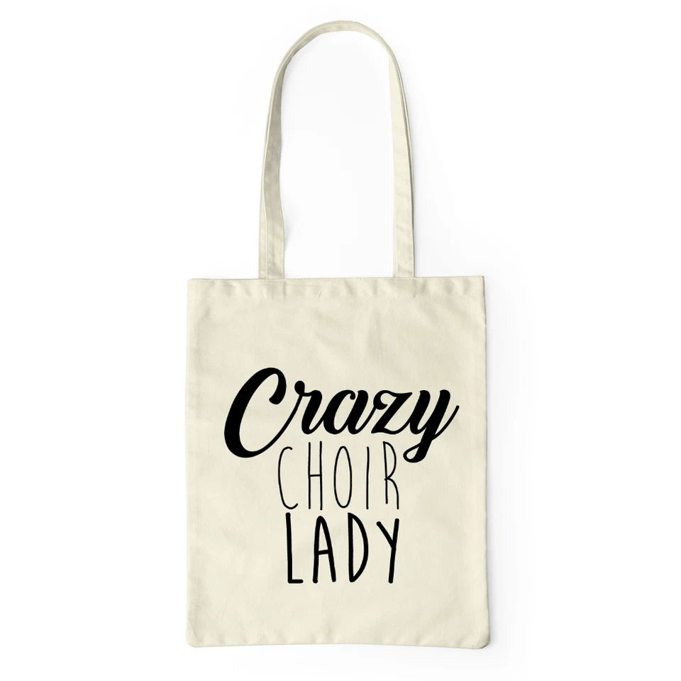 SHIRTIFIED Crazy Choir Lady Tote Bag Funny Joke Choir Leader Singing Gift Present Shopping
