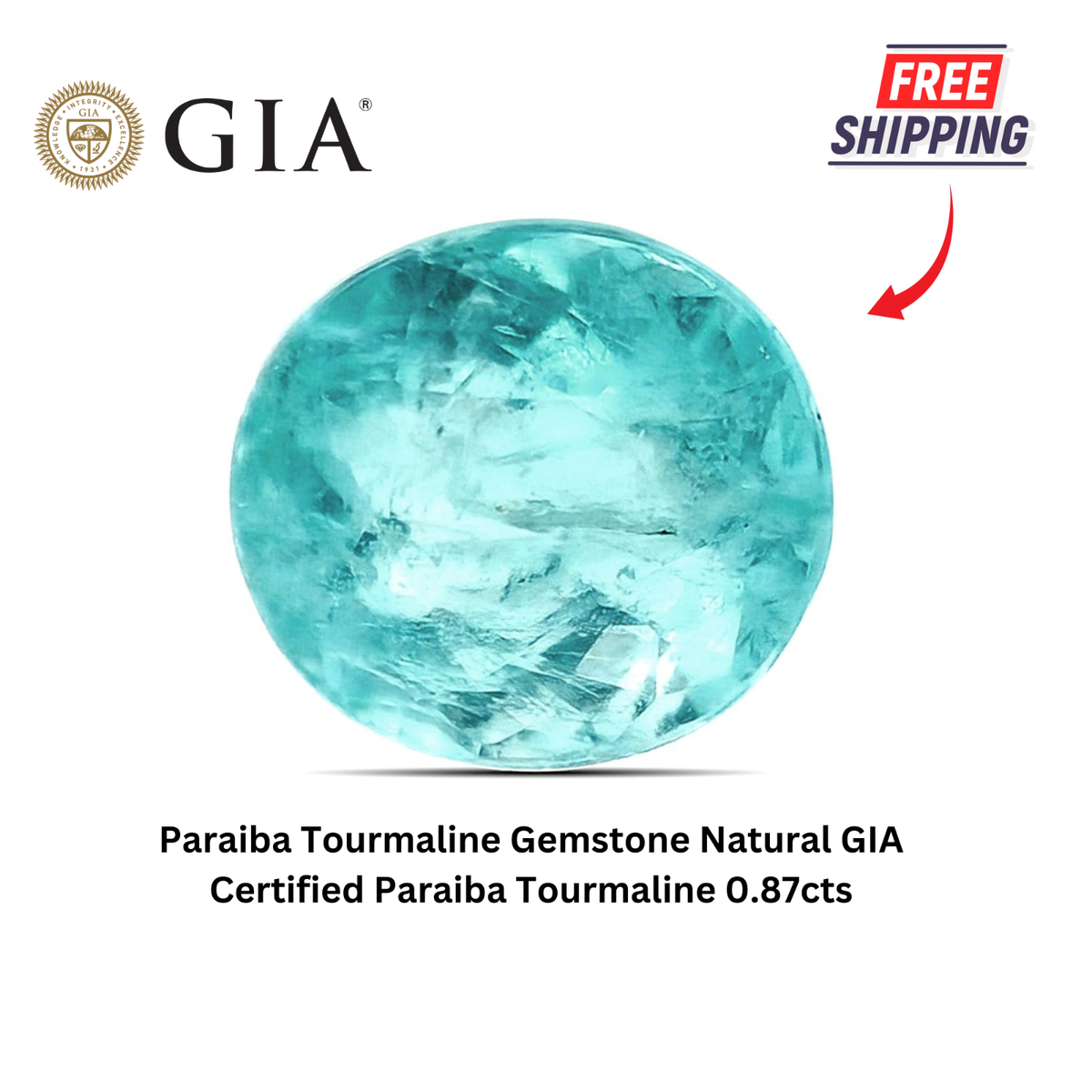 Tourmaline Paraïba 0.42 Carats - Certifiée American International GemLab (AIG) | Pierre Précieuse Neuve Avec étiquette