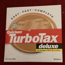 TAX CD "Quicken Turbo Tax Deluxe Tax year 2001. Prev. Owned