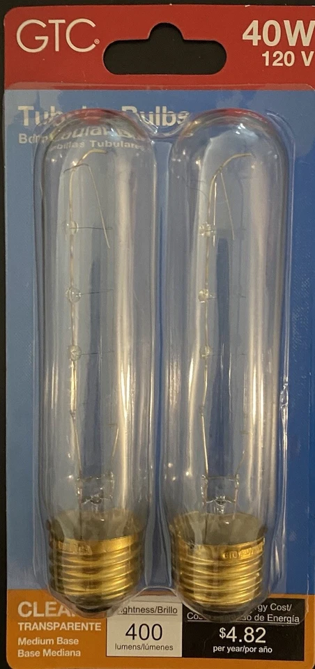 (2) GTC  40Watt Tubular 5"  Tank/Appliance Light Bulbs 400 Lumens Medium Base - Image 3 of 4