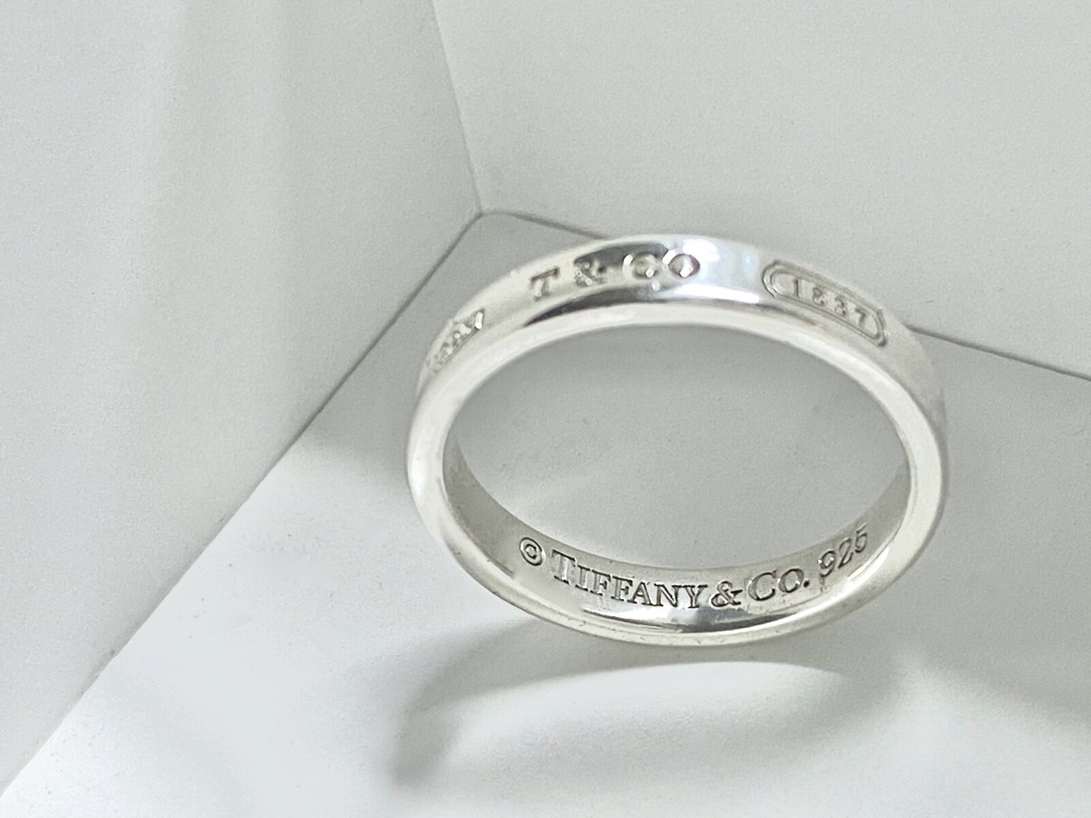 Tiffany & Co. Sz 9.25 Sterling Silver 1837 Concave Narrow