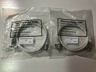 Cat 6 SSTP Ethernet Patch Cable 3' - 2 Pack - NEW