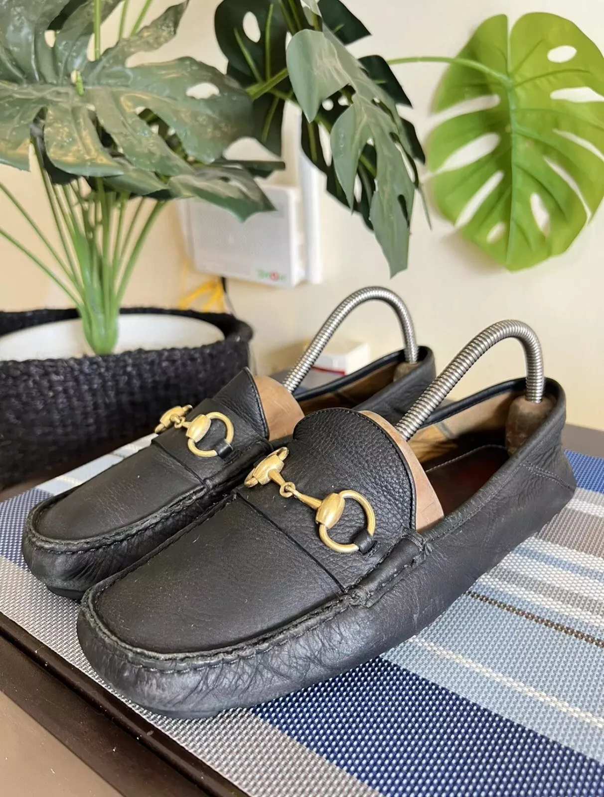 Mocassin mocassin Gucci cuir de veau hébron mors de cheval 558604 US 6,5