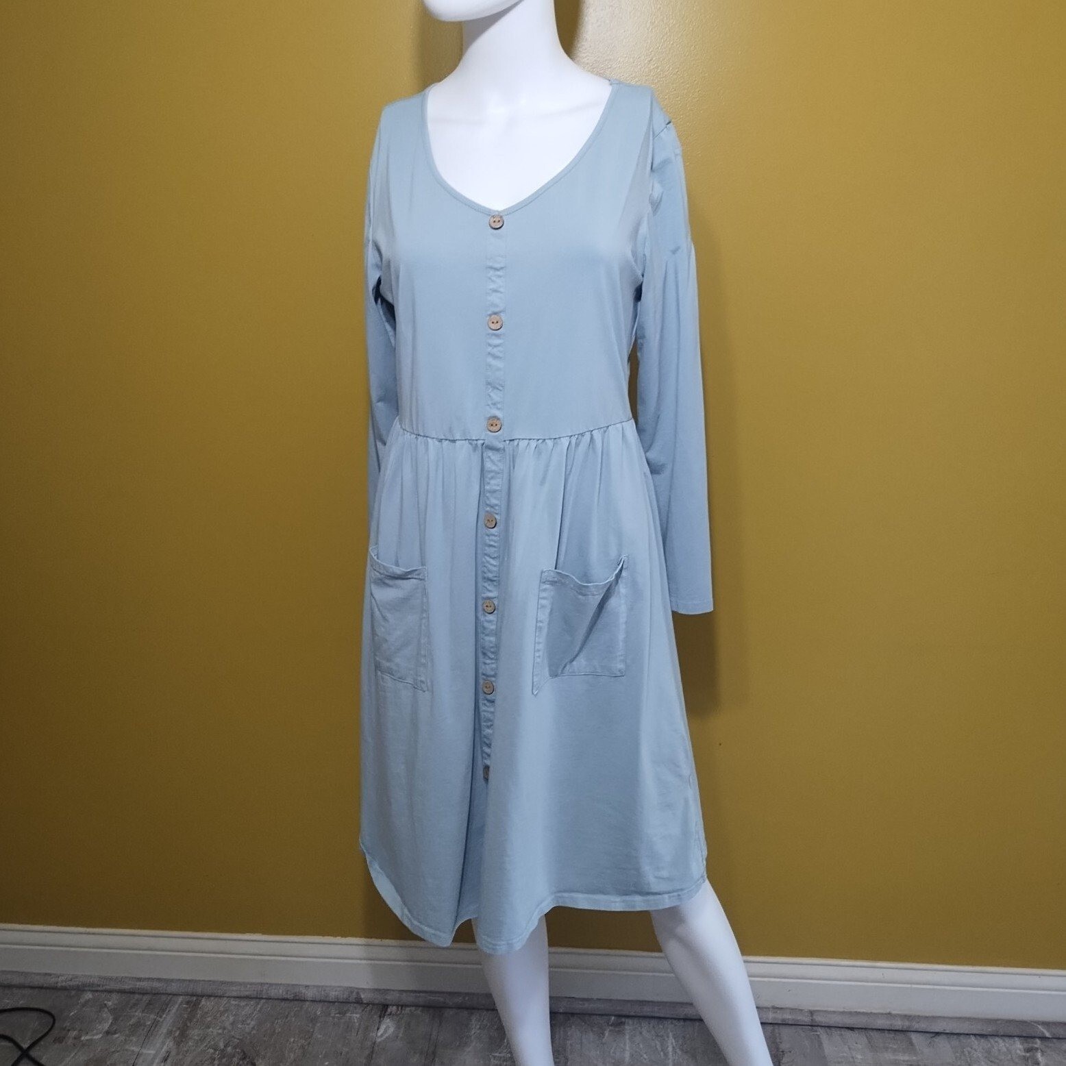 Ouges Long Sleeve Cotton Shift Dress Size L - image 1