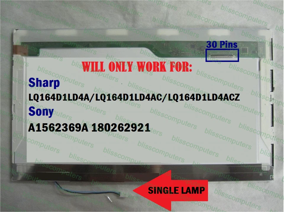 SHARP LQ164D1LD4A LAPTOP LCD Screen SONY VAIO VGN-FW SERIES 16.4" WXGA++ - Image 3 of 4