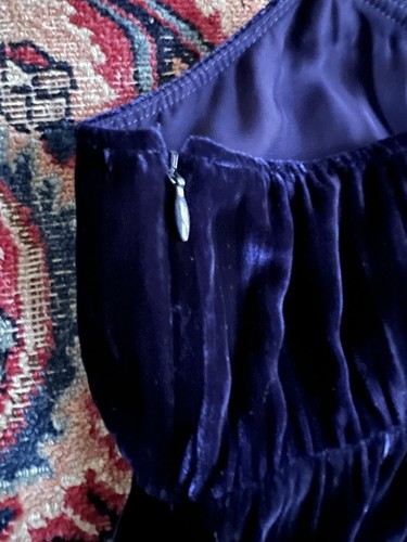 Madewell Navy Blue Crushed Velvet Slip Dress Criss Cross Back Midi Length Size S - Picture 15 of 15