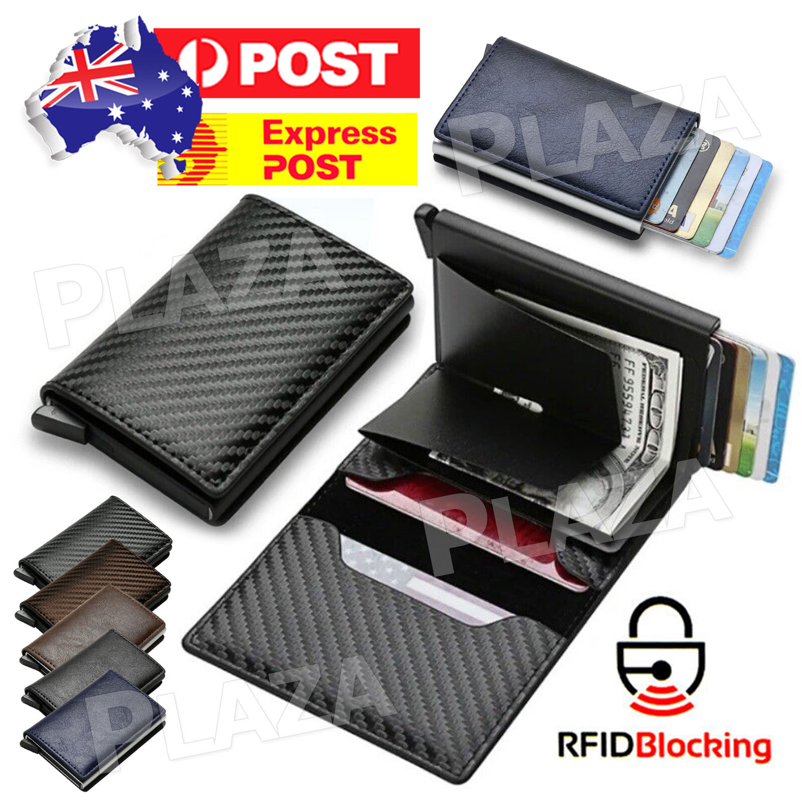 Men's RFID Blocking Slim Leather Wallet Credit Card ID Holder Carbon Fiber Purse