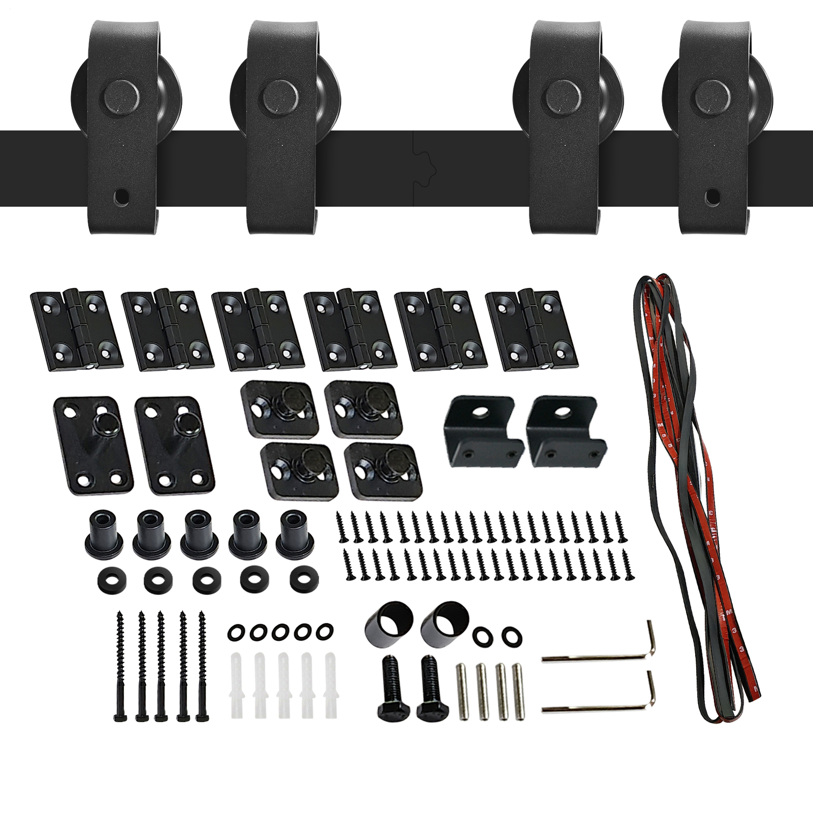 5.8FT Black Sliding Barn Door Hardware Kit for Double Closet Doors