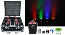 Rockville RF WEDGE PACK BLACK 6 Battery Wireless DJ Wash Lights RF Remote Case