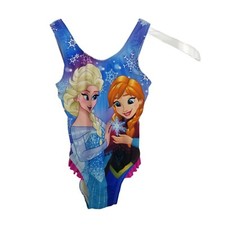 Disney Girls Multicolor Frozen Anna Elsa Wide Strap One Piece Swimsuit Size 3 T