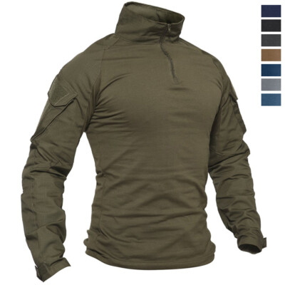 Men's Firm Active Shirts Camping Atheletic Training T-Shirts 1/4 Zip Ripstop Top