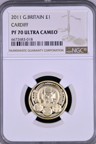 2011 Pound £1 Cardiff Arms Proof NGC PF70 Great Britain