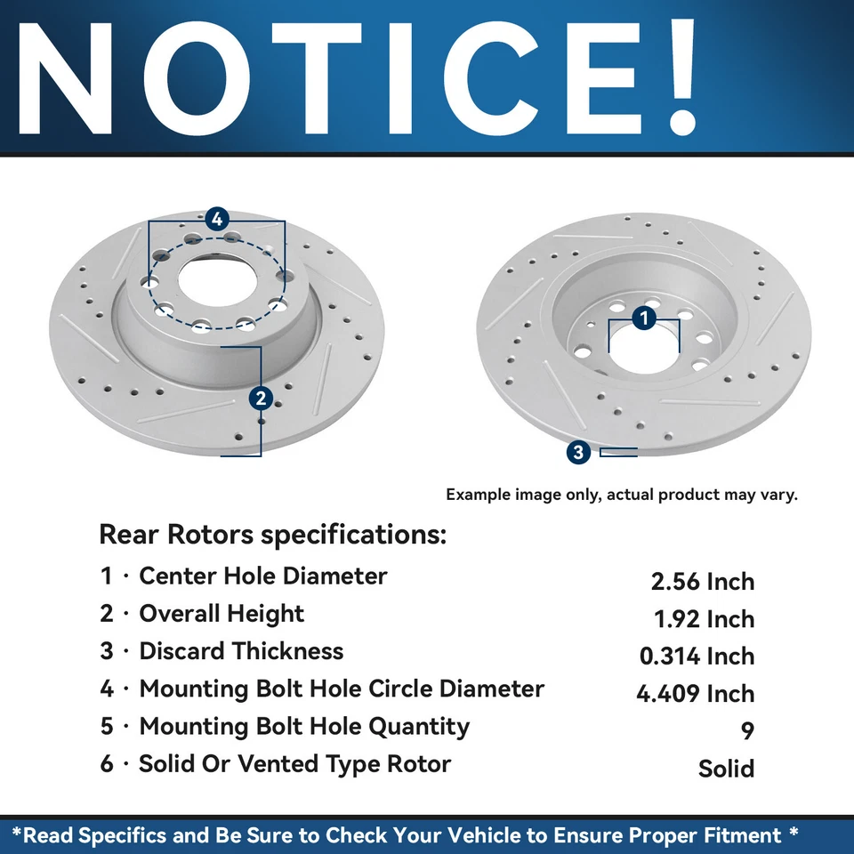 312mm Front & 272mm Rear DRILLED Brake Rotors for Audi A3 Quattro Volkswagen EOS - Image 4 of 4