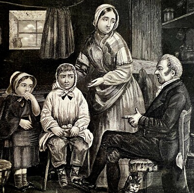 The Detected Truant Apple Thief Steel Engraving 1859 Victorian Art DWY5D