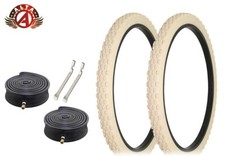ALTA BICYCLE WIRE BEAD CRUISER TIRES 26 x 2.125 ALL CREAM ROUGH KNOBBY 6pc SET.