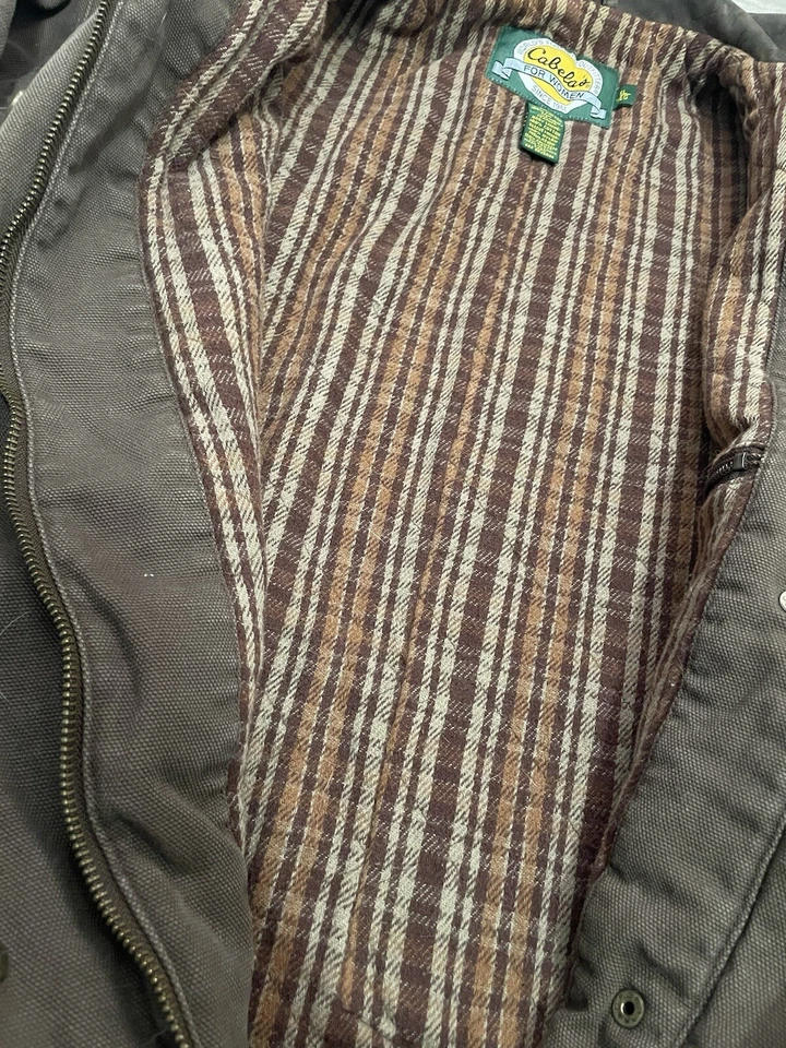Cabelas Women’s  XL Chore Work Jacket Flannel Lined Canvas Barn Brown - Image 3 of 4