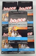 5PK Bounce Pet Hair & Lint Guard Dryer Sheets ~ 400 TTL ~ FRESH SCENT ~ NEW