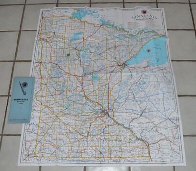 Vintage Northern Pacific Railroad map Minnesota 38''x 22 1/2'' in paper sleeve