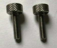 Lot of 2 Stainless Steel Knurled 3/8" Plain Thumb Screws 8-32 x 5/8" Length, New