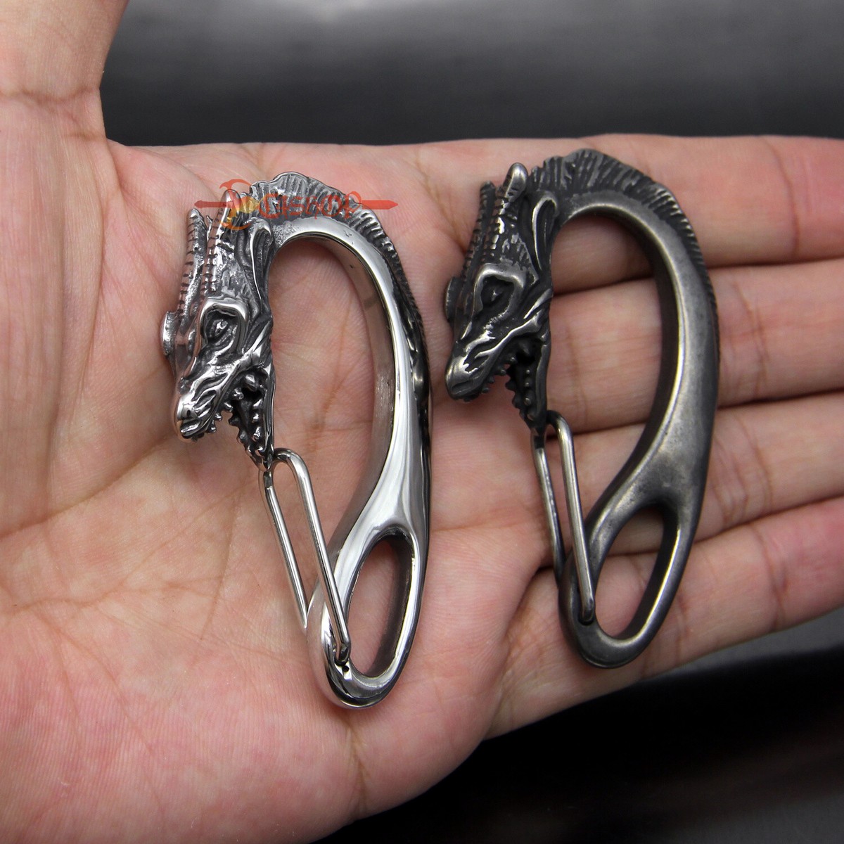 Huge Stainless Steel Skull Dragon Carabiner Wallet DIY Key Chain
