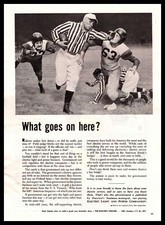 Luz eléctrica y energía 1948 "¿Qué pasa aquí?" Anuncio impreso de fútbol con estola de árbitro