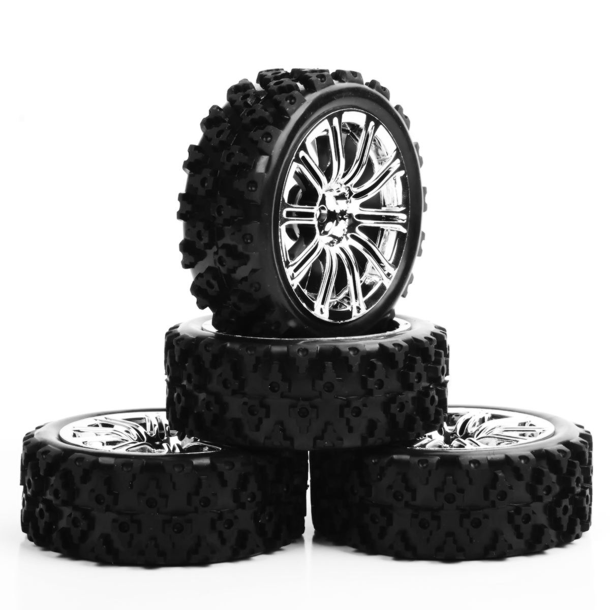 4Pcs Rally Tires & Wheels For 1:10 RC Car - 12mm Hex Fit HSP, HPI Off-Road RC