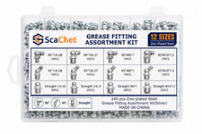 Grease Fitting Assortment Kit 245pcs 12 Sizes SAE Metric Zerk Fittings Steel