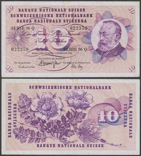 Switzerland 10 Franken 1974 VF P 45