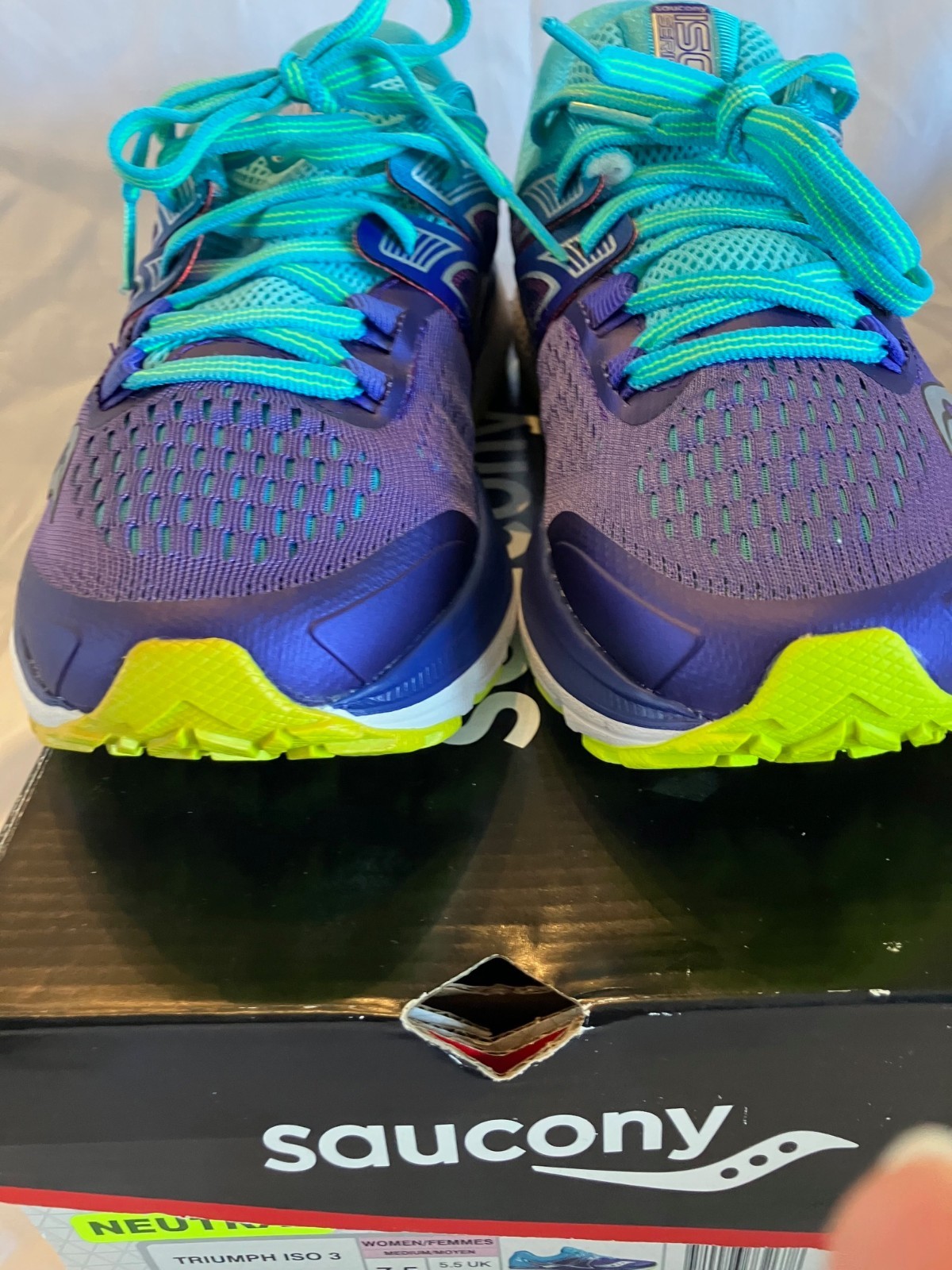 Size 7.5 - Saucony Triumph ISO 3 Women's Purple/Blue/Citron - New With Box NWB thumbnail 3
