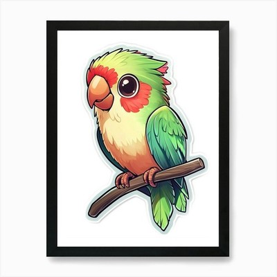 Papagei auf einem Ast 4 Kunstdruck gerahmt Wandbild Poster Leinwanddruck Bild